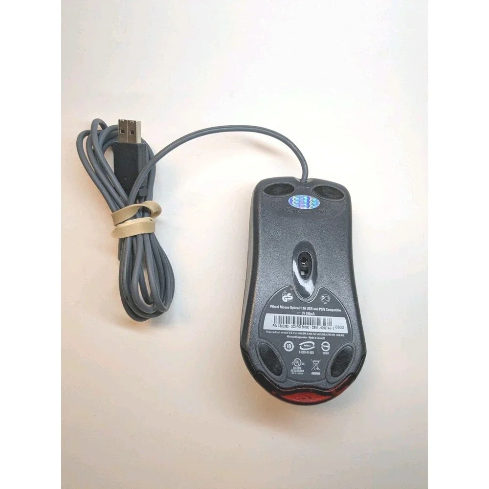 Microsoft Wheel Mouse Optical Wired USB X802382 Tested Black Genuine OEM MS